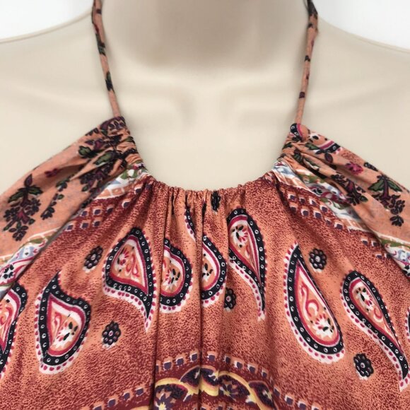 NWT Angie Womens Boho Brownish Red Tiered Ruffle Stap Halter Top Size S - Picture 3 of 7